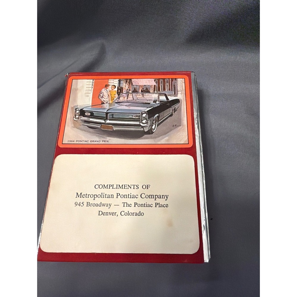 Vintage 1964 Pontiac Grand Prix Playing Cards Metropolitan Pontiac Denver CO